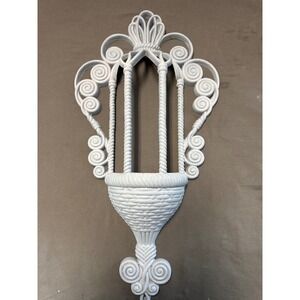 Vintage Syroco Wall Pocket Planter 1962 Blue Hollywood Regency Basket 4460